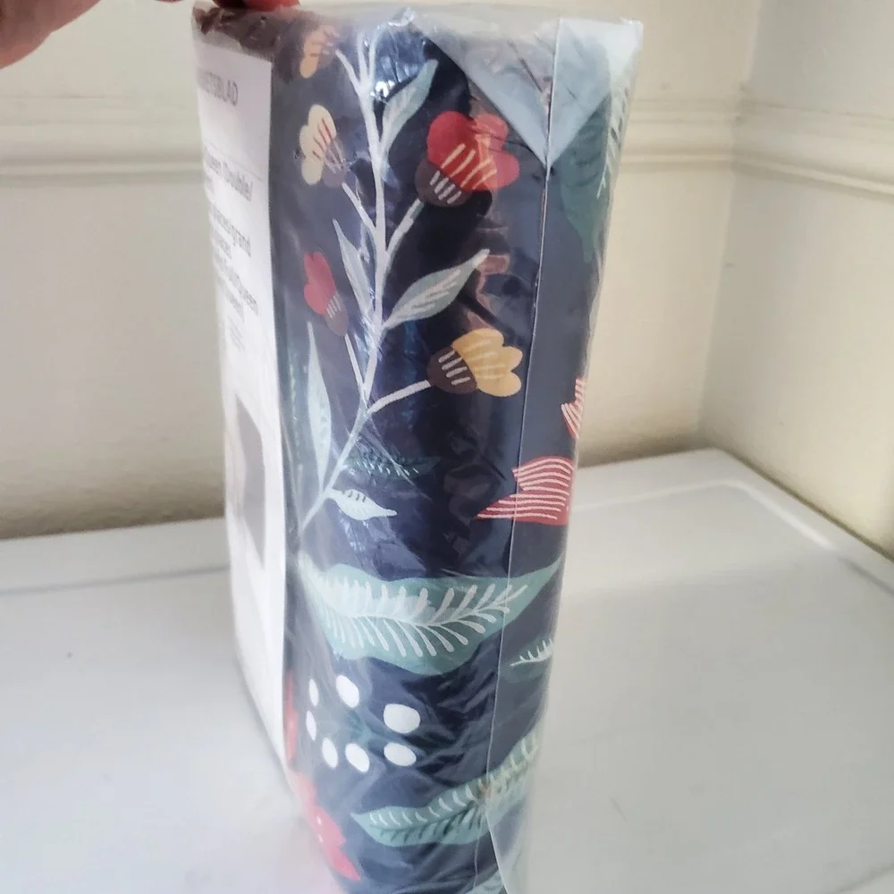 IKEA Sammetsblad QUEEN Full Duvet Cover w Pillowcases SET Black Floral Scandi